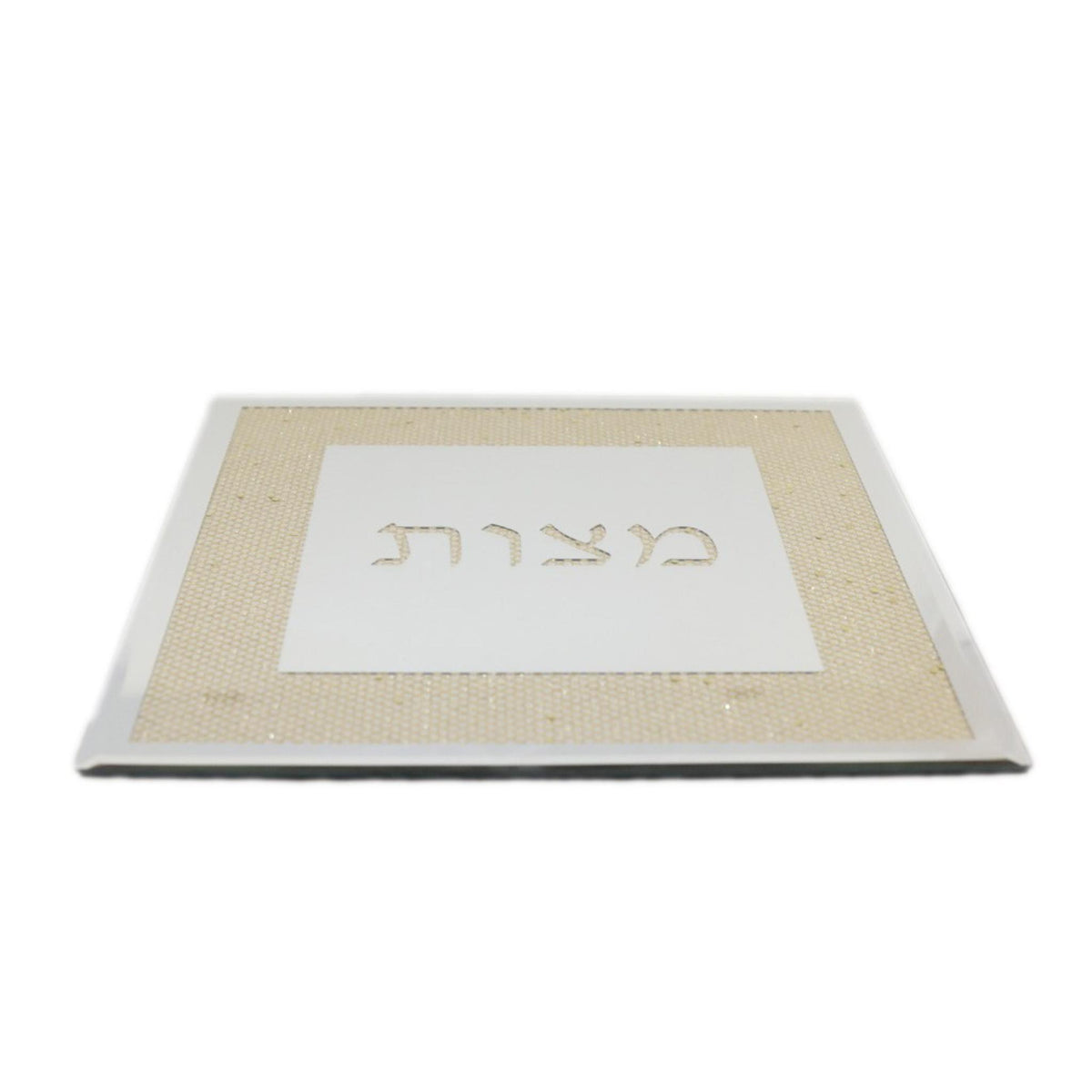 Flat Square Gold Glass Matzah Plate by Aulicia