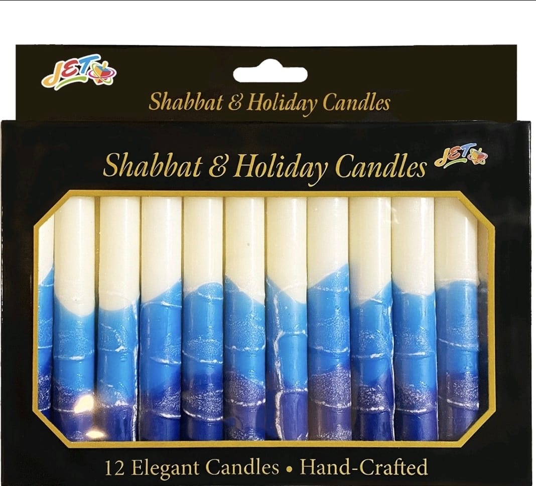 'Sea breeze' Shabbat Hand Crafted Vegetable Wax Candles Pack of 12
