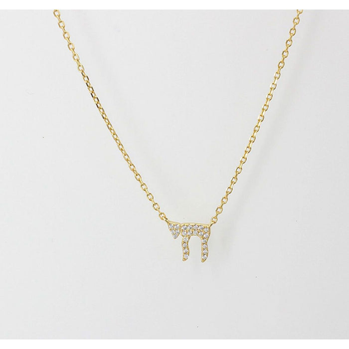 Chai 'Life' Necklace in Gold and CZ by Penny Levi