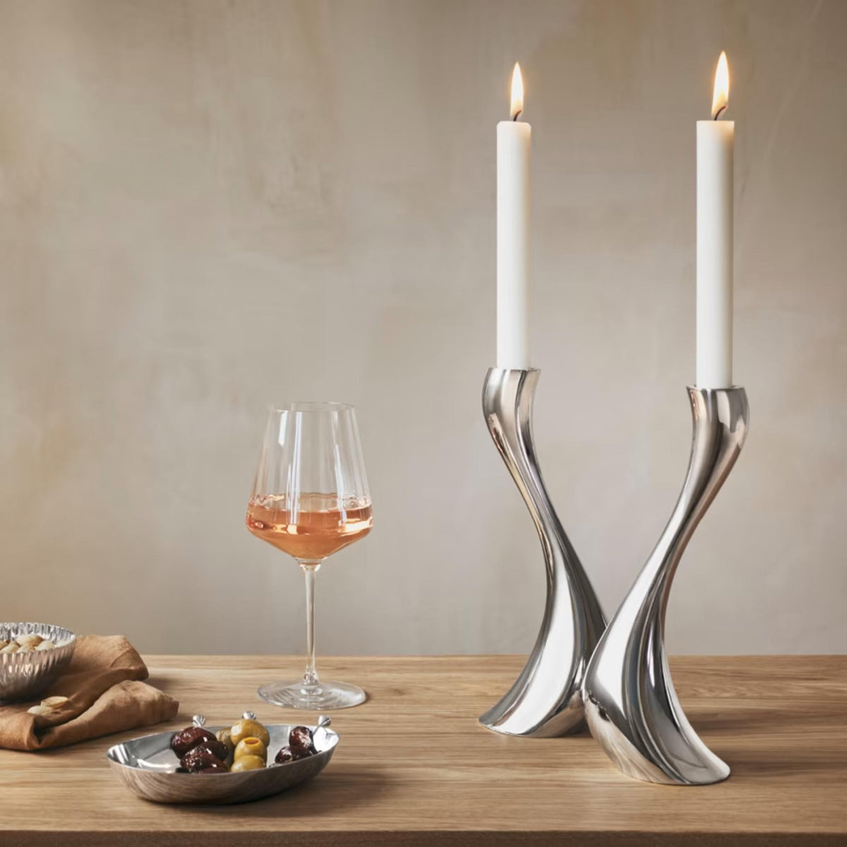 Cobra Shabbat Candlesticks by Georg Jensen