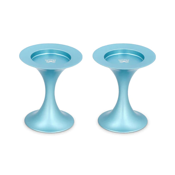 Two Ways Teal Shabbat Candlesticks by Akilov