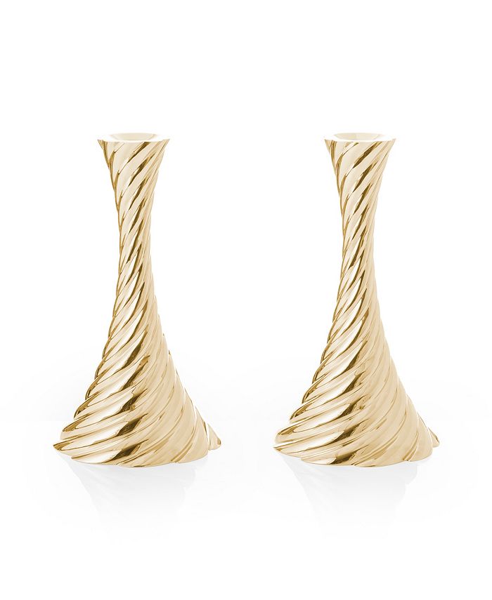 Twist Shabbat Candlesticks in Gold by Michael Aram