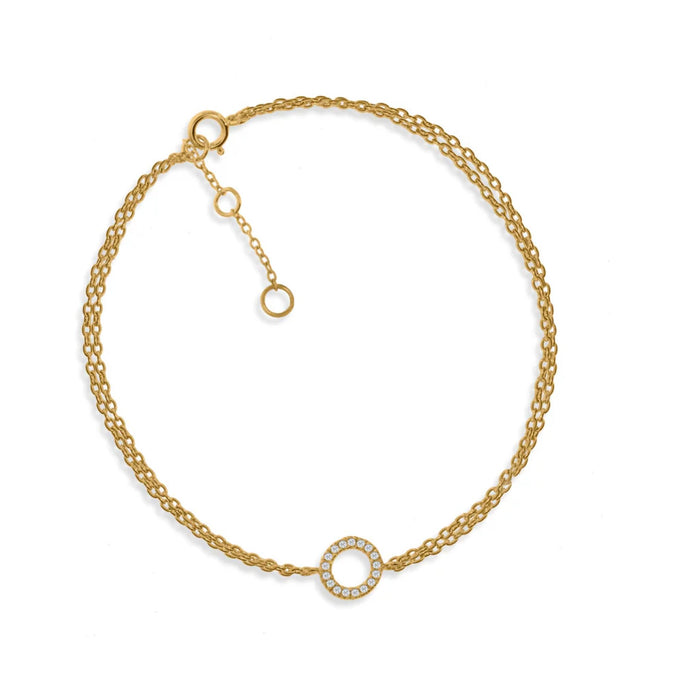 Double Chain Bracelet with Small Circle Gold by Penny Levi