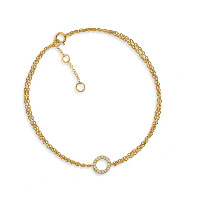 Double Chain Bracelet with Small Circle Gold by Penny Levi