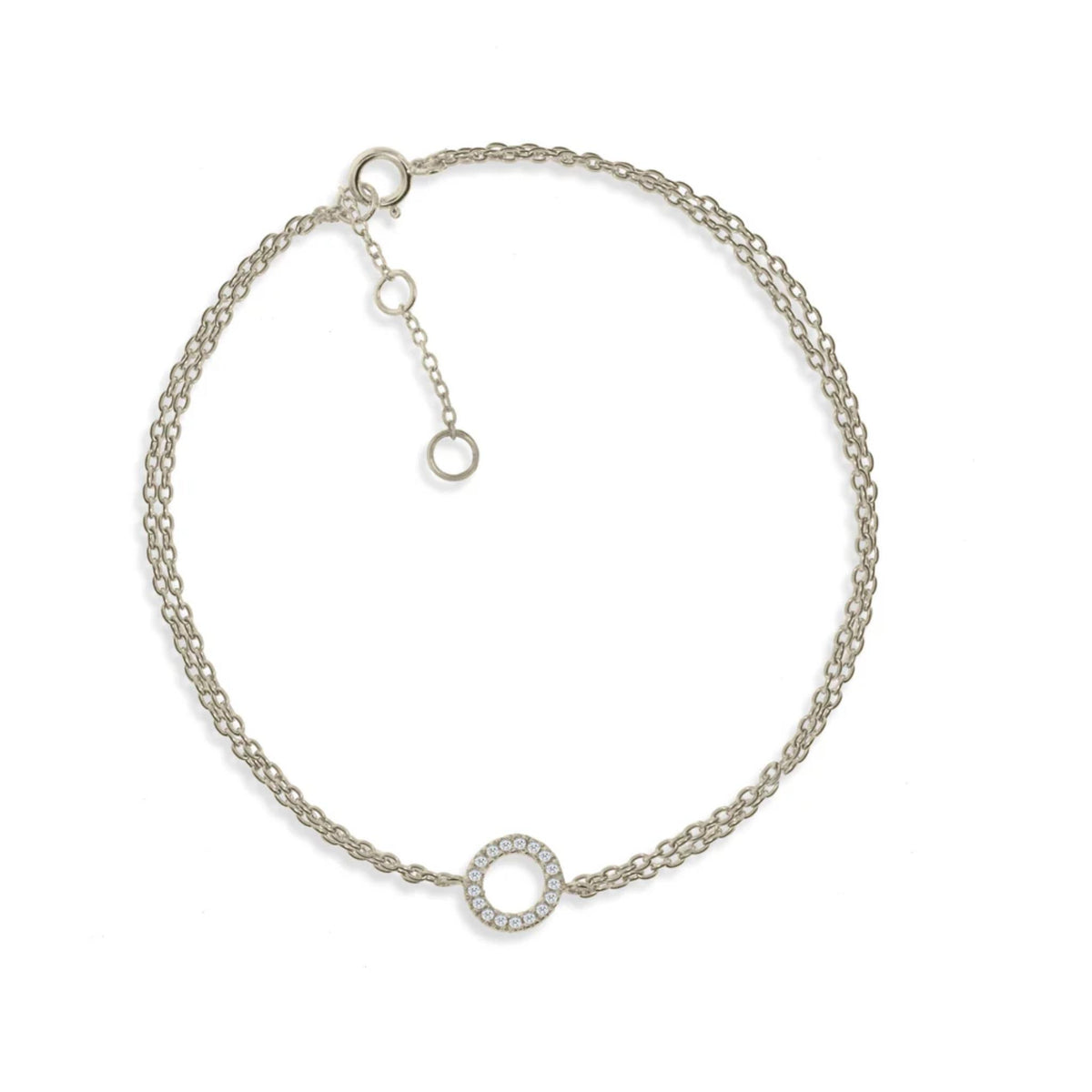 Double Chain Bracelet with Small Circle Silver by Penny Levi