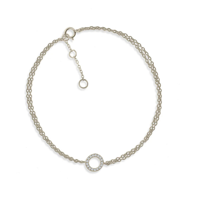 Double Chain Bracelet with Small Circle Silver by Penny Levi