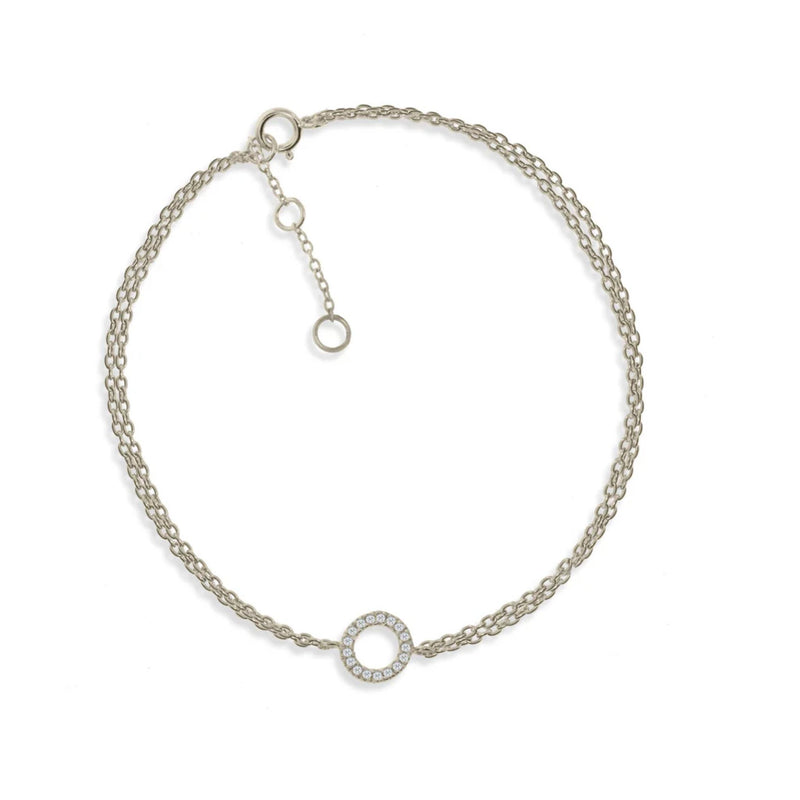 Double Chain Bracelet with Small Circle Silver by Penny Levi