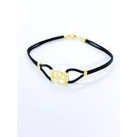 Ahava Gold Plated and Black Leather Bracelet