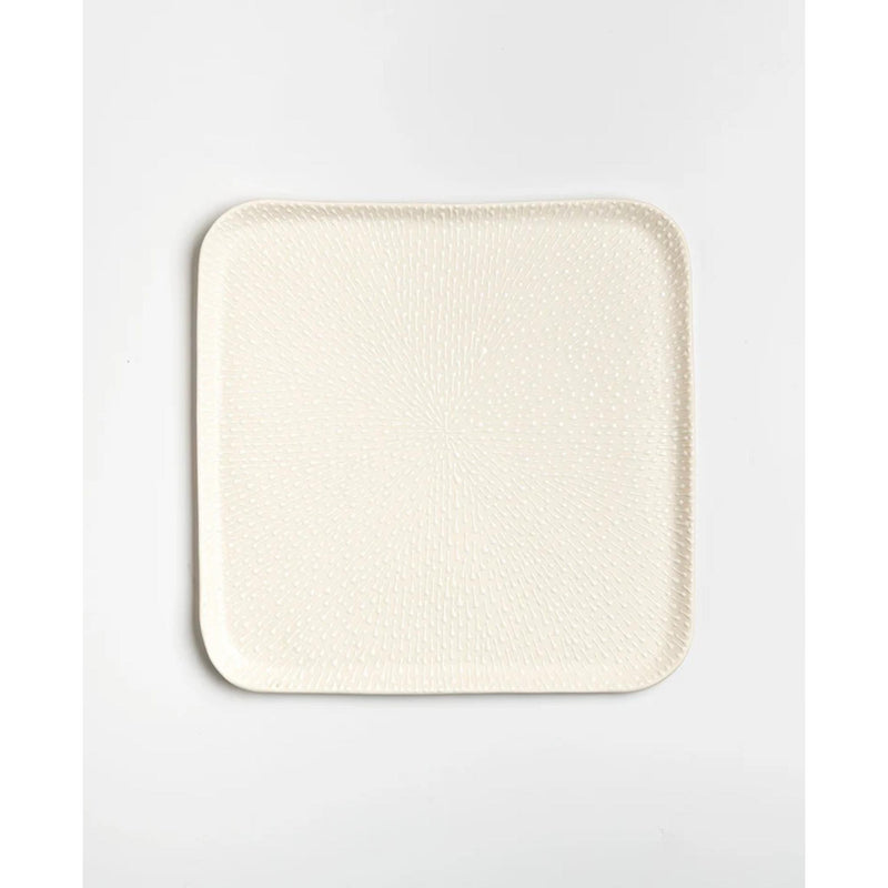 Ceramic Porcelain Textured Matzah Tray in White by Maiyan