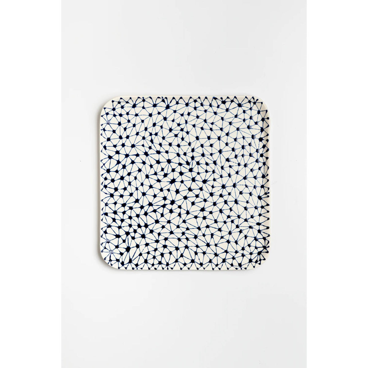 Ceramic Porcelain Textured Matzah Tray in White with Blue Stars by Maiyan