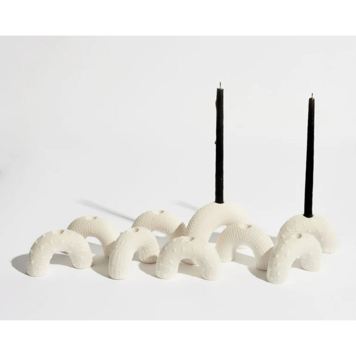 Ceramic Porcelain Chanukiah in Minimalistic White and White by Maiyan