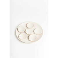 Ceramic Porcelain Seder Plate with dishes in White with Patterns by Maiyan