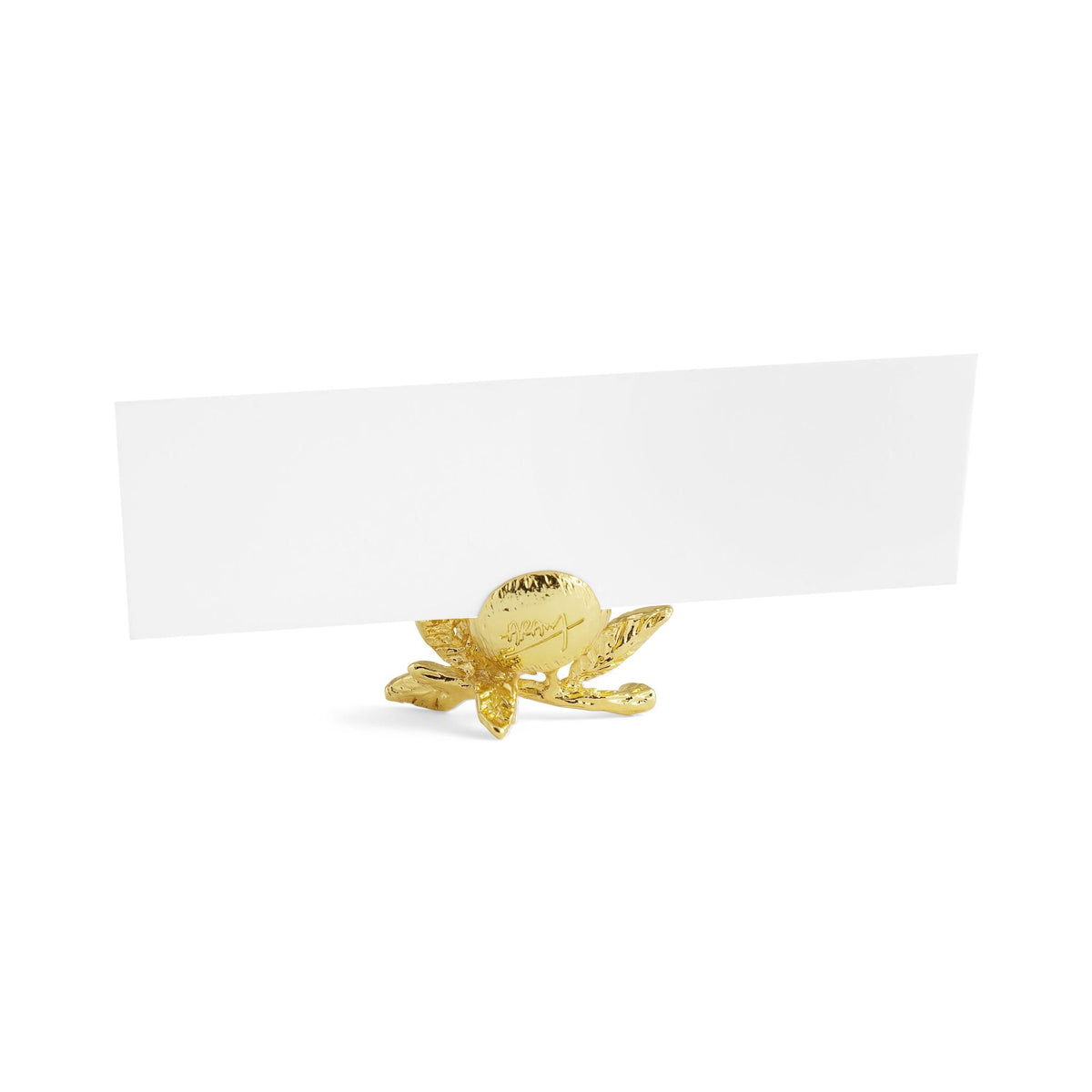 Pomegranate Place card Holder in Gold by Michael Aram