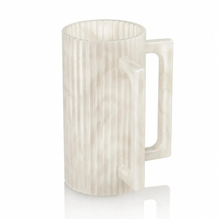 Fluted Resin Netilat Yadayim Washing Cup in White Gold by Waterdale Collection