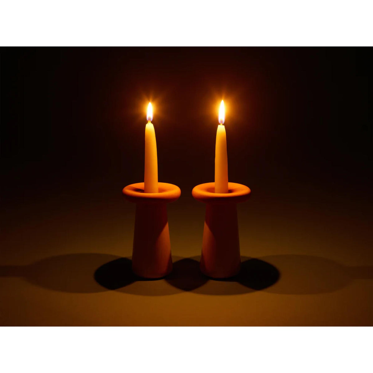 Mushroom Candlesticks in Rose/Coral by Tchotchke