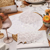 Geometric Matzah Cover in White by Apeloig Collection