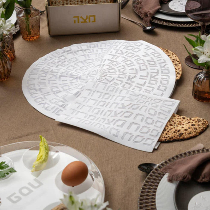 Type Matzah Cover in White by Apeloig Collection