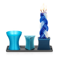 Modern Striped Havdalah Set in Blues by Akilov