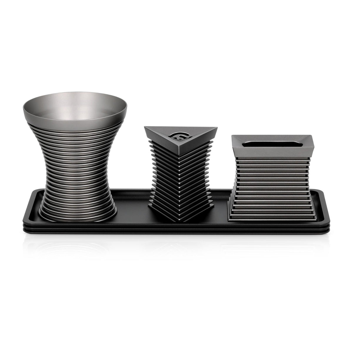 Modern Striped Havdalah Set in Grey/Black by Akilov