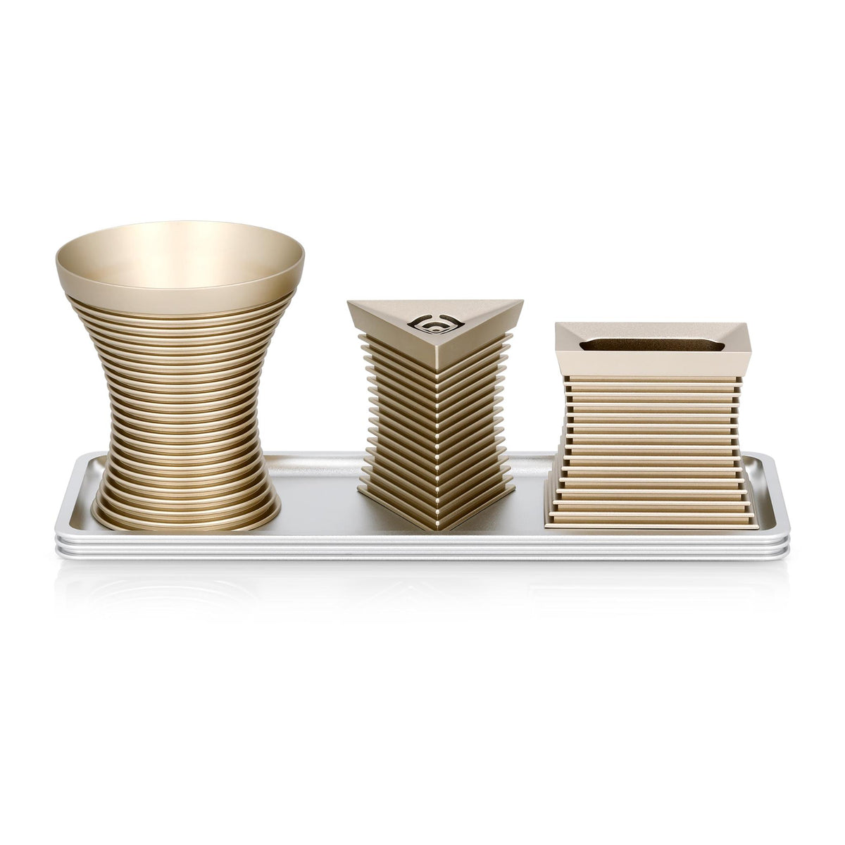 Modern Striped Havdalah Set in Champagne by Akilov