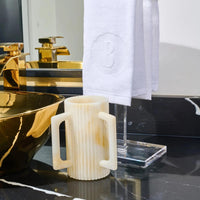 Fluted Resin Netilat Yadayim Washing Cup in Marble by Waterdale Collection