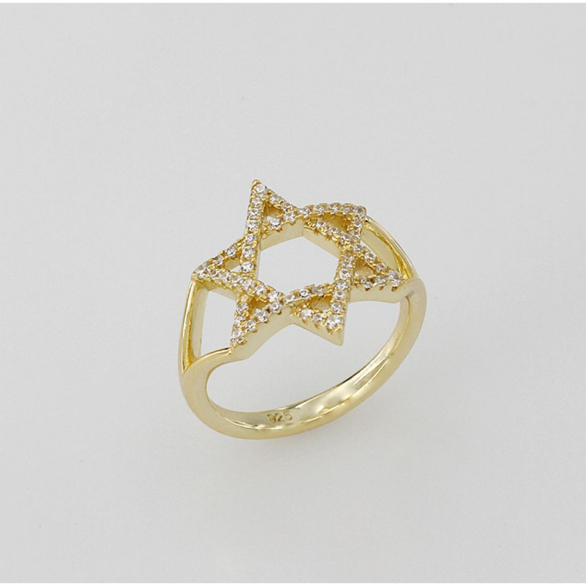 Star Of David Ring with Cubic Zirconia in Gold by Penny Levi