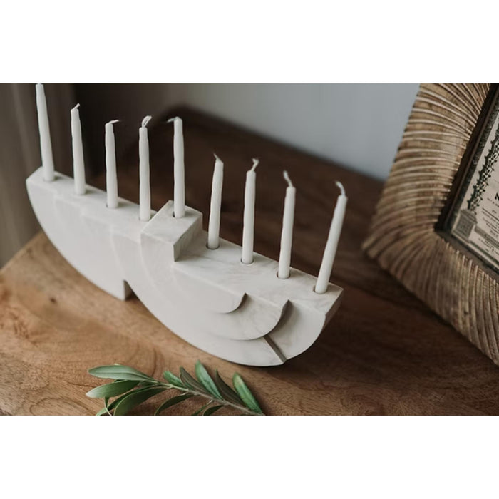 White Marble Chanukiah by Or'el Design