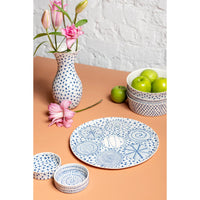 Ceramic Porcelain Seder Plate in White with Blue with Patterns by Maiyan