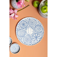 Ceramic Porcelain Seder Plate in White with Blue with Patterns by Maiyan