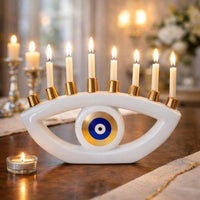 Blue Eye Motif Chanukiah by Aulicia