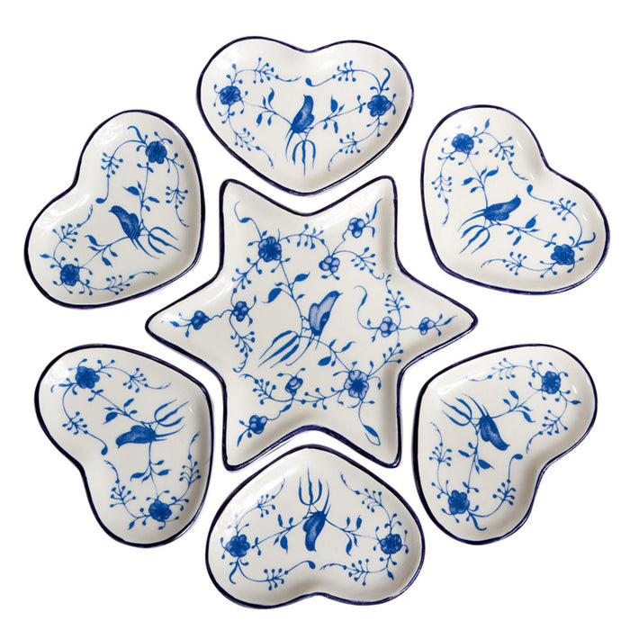 Hearts and Star Of David Ceramic Seder Plate, Replica Vienna 1900's By the Israel Museum