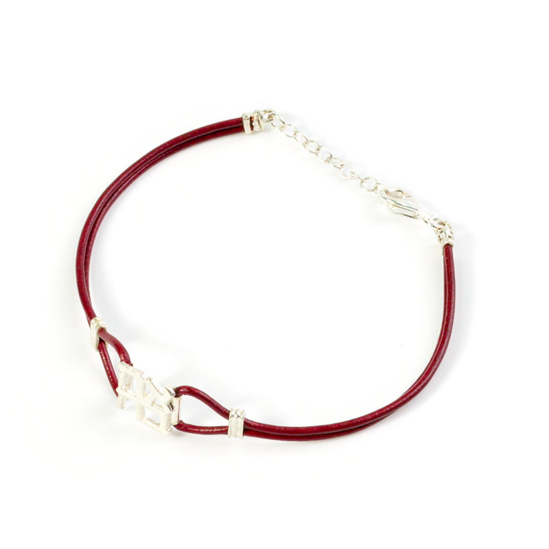 Ahava Silver and Red Leather Bracelet by the Israel Museum