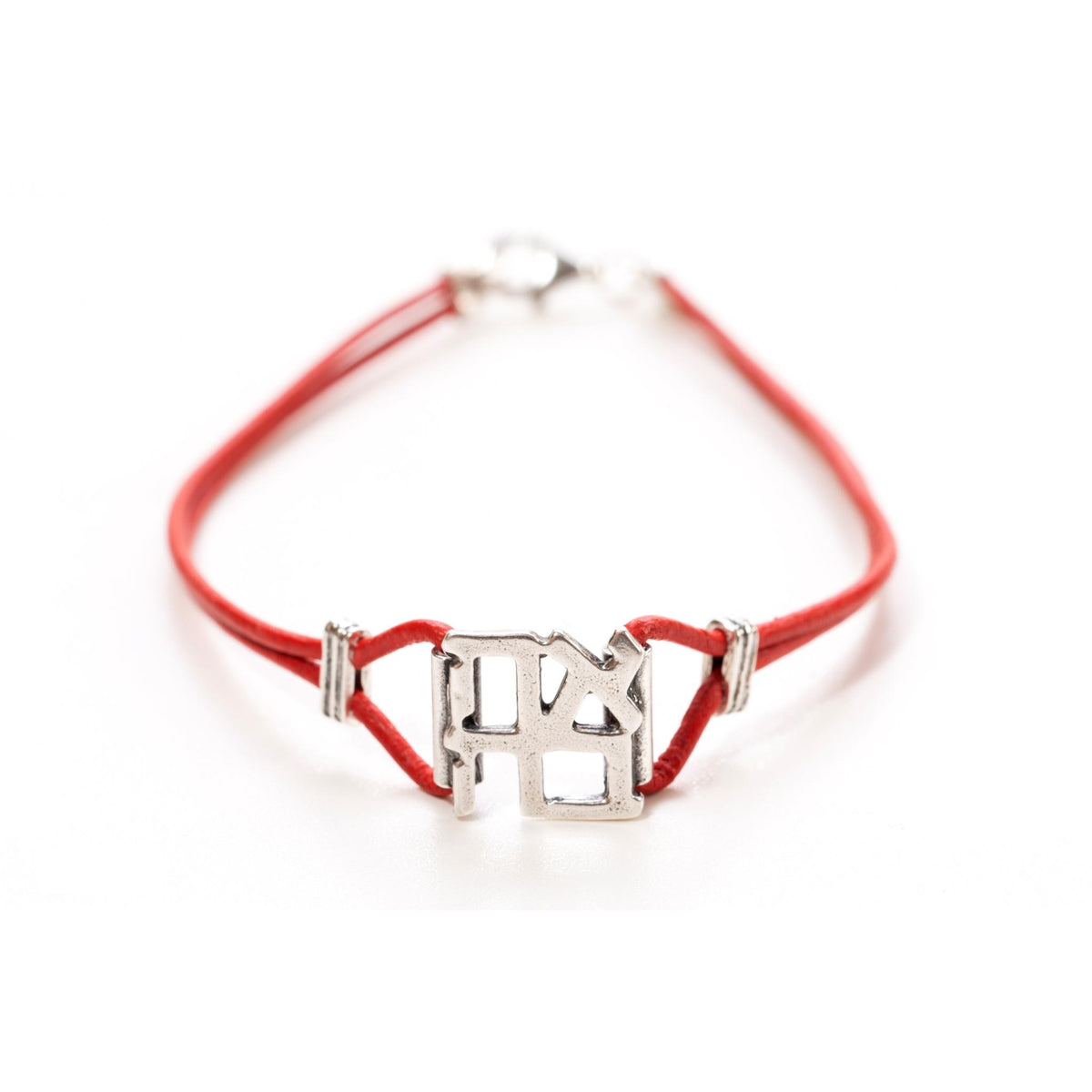 Ahava Silver and Red Leather Bracelet by the Israel Museum