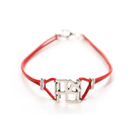 Ahava Silver and Red Leather Bracelet