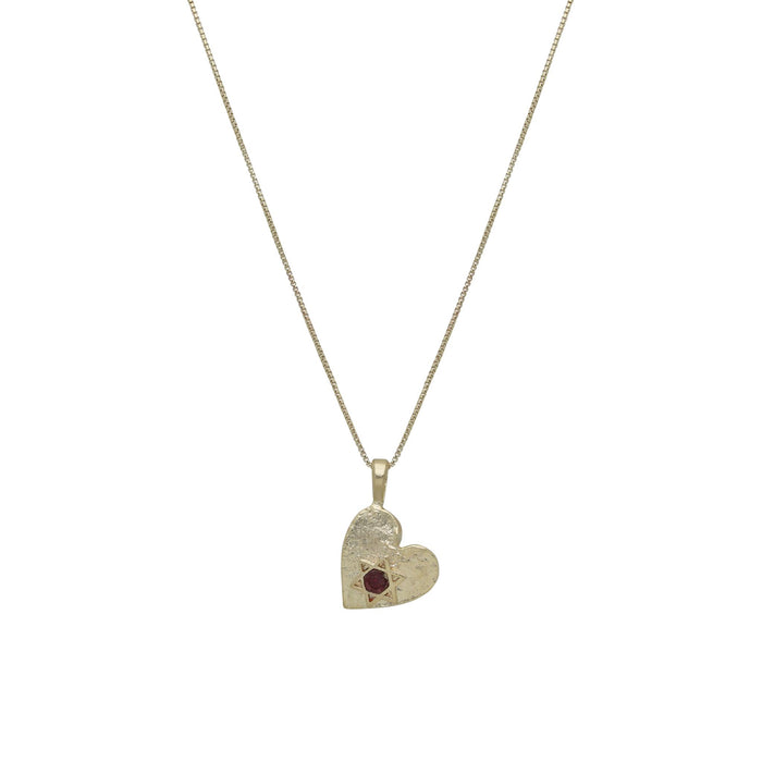 Heart with Garnet Star of David Necklace By the Israel Museum
