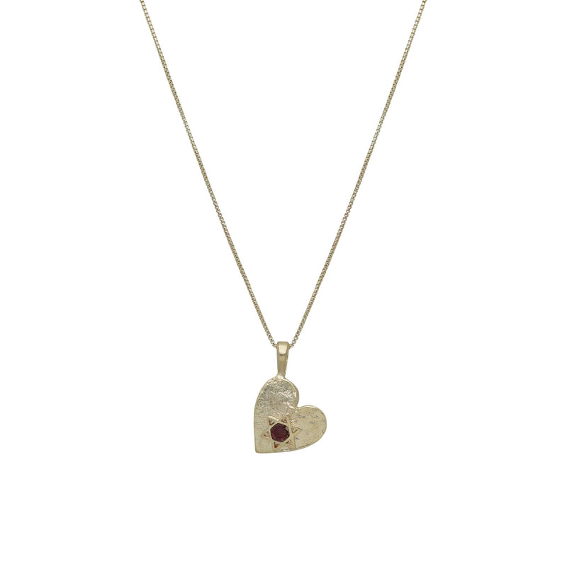Heart with Garnet Star of David Necklace By the Israel Museum