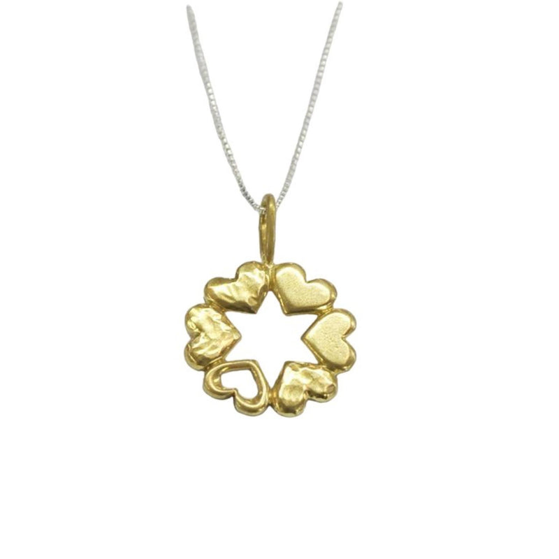 'Hollow' Hearts Star of David Necklace in Sterling Silver and Gold Fill By the Israel Museum