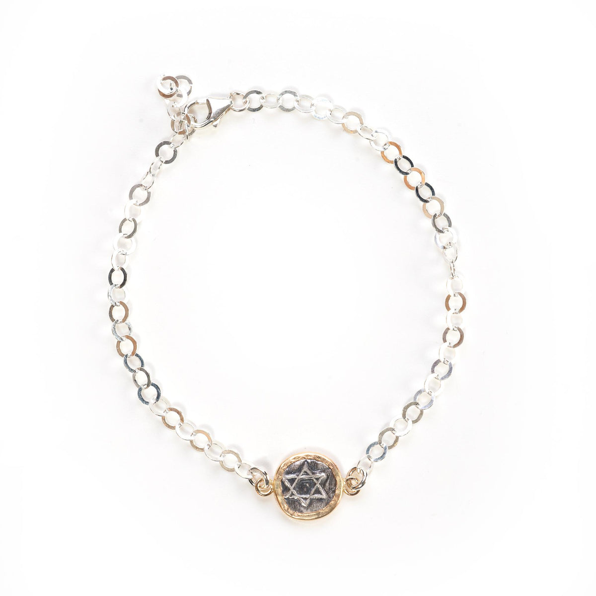 Star of David Chain Bracelet in Sterling Silver and 14K Gold Fill by the Israel Museum