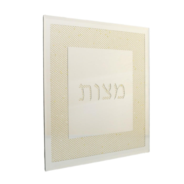 Flat Square Gold Glass Matzah Plate by Aulicia