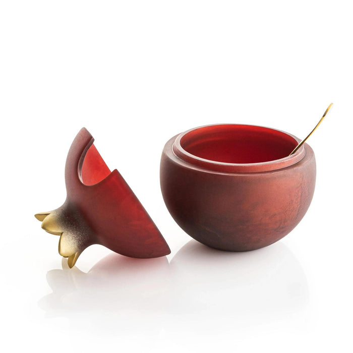 Resin Pomegranate Honey Dish and Spoon in Red by Waterdale Collection
