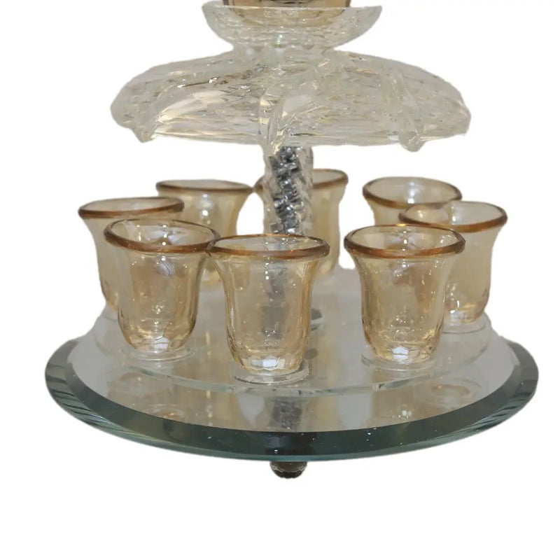 Amber Crystal Wine Fountain with 8 Glasses by Aulicia
