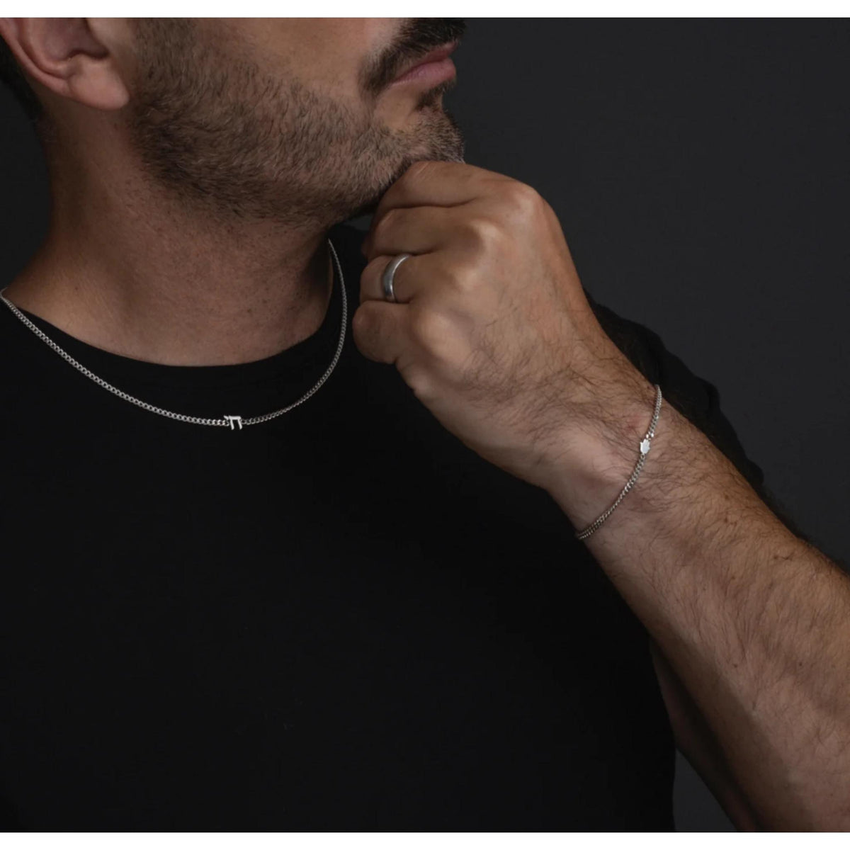 Men's Shelev Bracelet in recycled Sterling Silver 925 - Hamsa Edition by Oriya