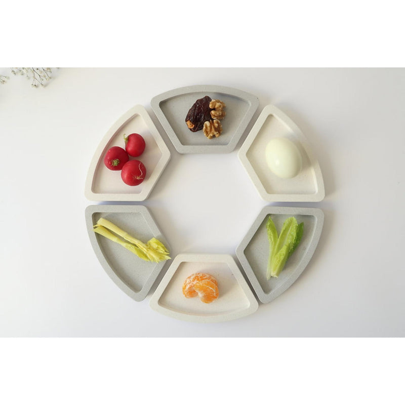 Modular Seder Plate in Light Grey White Granite by Graciela