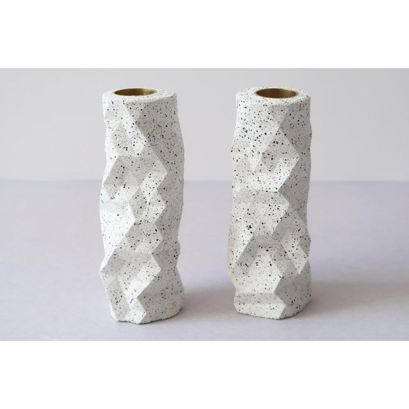 Origami Candlesticks in White Granite by Graciela