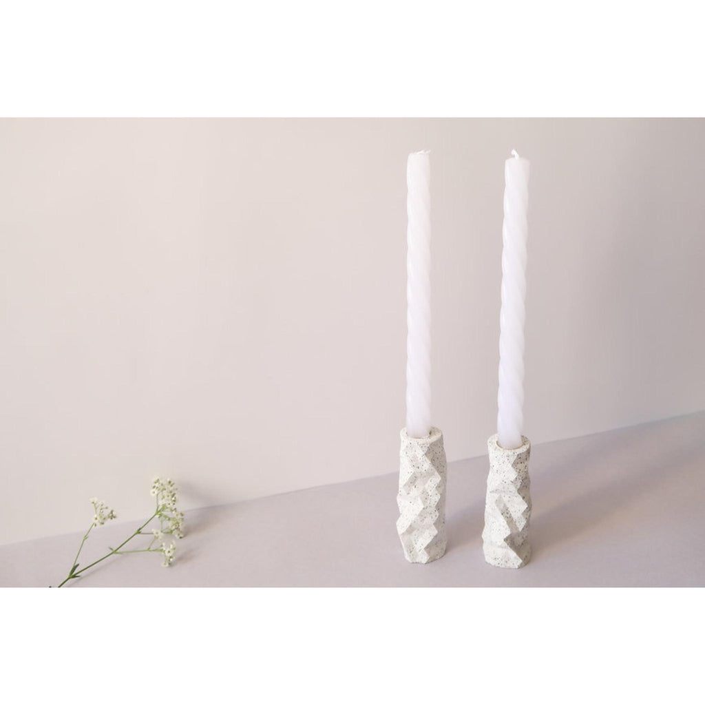 Origami Candlesticks in White Granite by Graciela