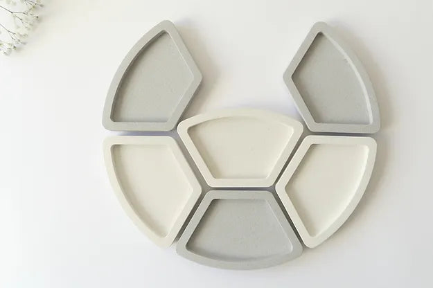 Modular Seder Plate in Light Grey White Granite by Graciela