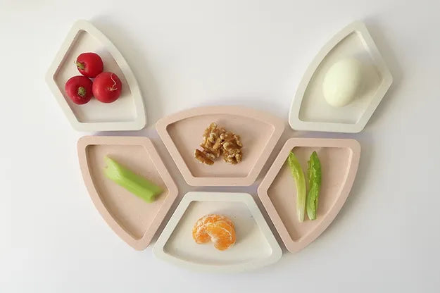 Modular Seder Plate in Light White and Terracotta by Graciela