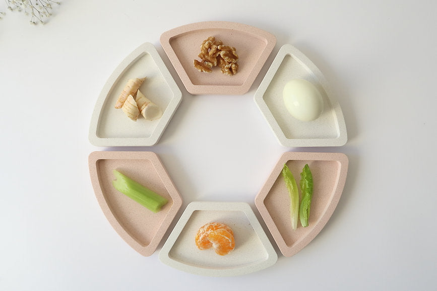 Modular Seder Plate in Light White and Terracotta by Graciela