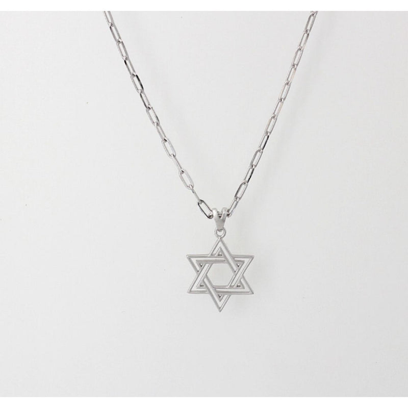 Men's Star of David Pendant on Paper Clip Chain by Penny Levi