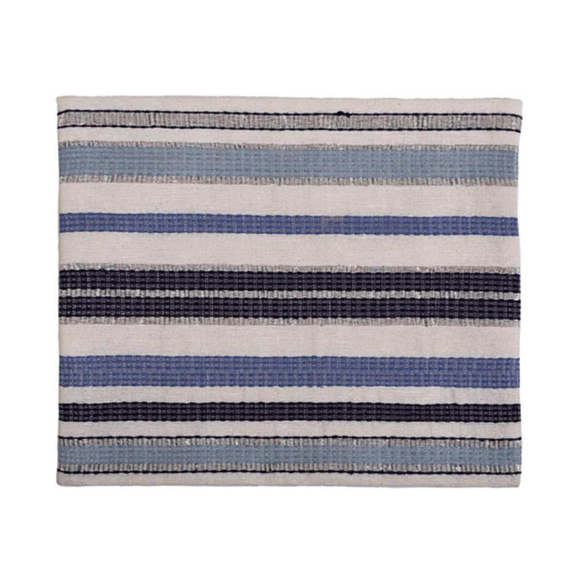 Silk/Cotton Hand Woven Blue and White Medium Tallit with Atara with Hebrew Blessing and Matching Bag/Kippah by Yair Emanuel